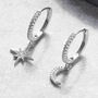 Silver Colour Moon And Star Crystal Drop Hoop Earrings, thumbnail 1 of 3