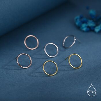 Sterling Silver Minimalist Open Circle Stud Earrings, 5 of 12