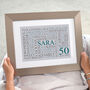 Personalised 50th Birthday Word Art Print, thumbnail 7 of 12