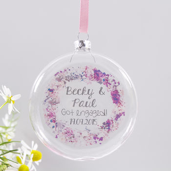 Personalised Engagement Wreath Flat Bauble, 5 of 8