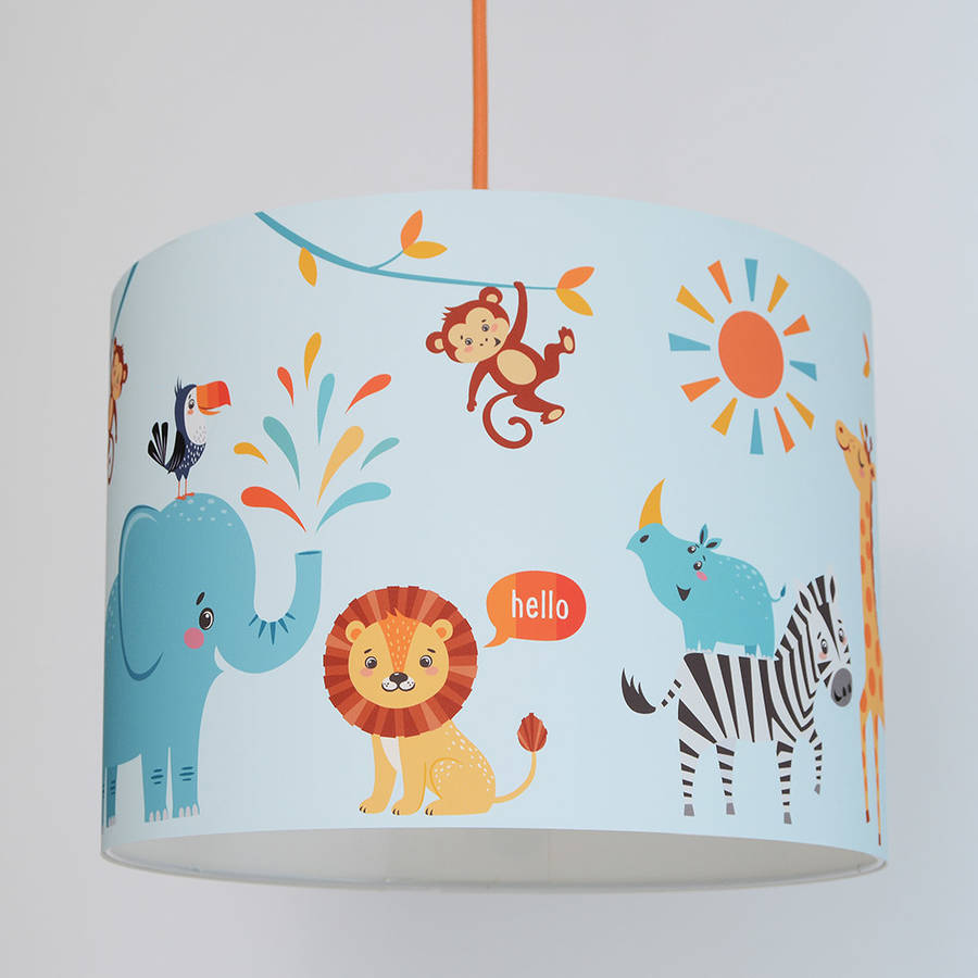 safari animals handmade paper lampshade by koko kids