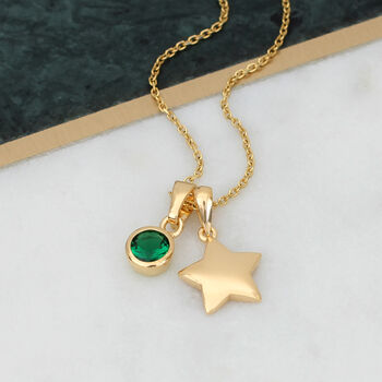 18ct Gold Plated Birthstone And Charm Necklace, 3 of 6