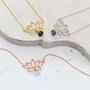 Lotus Flower Pendant Necklace With Birthstone, thumbnail 6 of 11