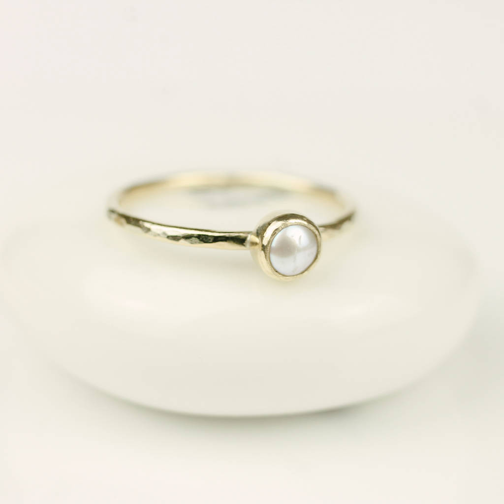 9ct gold and pearl stacking ring by lauren hunt jewellery designs ...
