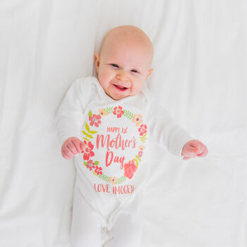 Personalised First Mother's Day Floral Babygrow, 3 of 12