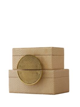 Handmade Burgundy Leather Box Set With Brass Half Moon Handles, 6 of 6
