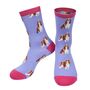 Women's Bamboo Dog Socks King Charles Spaniel Hot Pink, thumbnail 2 of 2