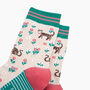 Tabby Cat Floral Bamboo Socks In Cream, thumbnail 2 of 4