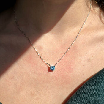 Aquamarine Moissanite Crystal Sterling Silver Necklace, 2 of 5