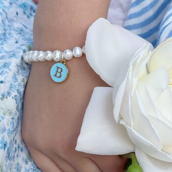 Girls Flower And Pearl Initital Bracelet, 4 of 4