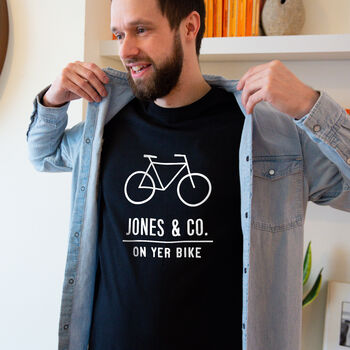 'On Yer Bike' Personalised Adventure Men's T Shirt, 2 of 11