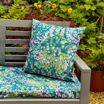 Water Resistant Outdoor Cushion Cottage Garden Teal, 5 of 5