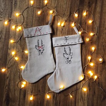 Personalised Hand Embroidered Christmas Stockings, 3 of 10