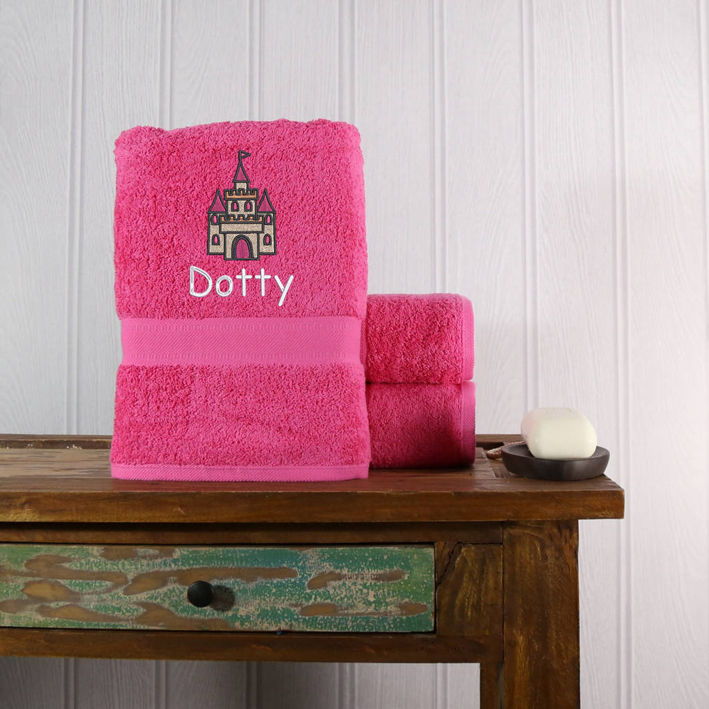 girl's personalised princess castle bath towel by duncan stewart