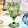 Set Of Four Vintage Embossed Coloured Wine Glasses, thumbnail 2 of 9