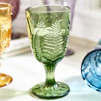 Set Of Four Vintage Embossed Coloured Wine Glasses, 2 of 9