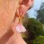 Pippa Glass Petal Pink Hinged Hoop Earrings, thumbnail 2 of 5