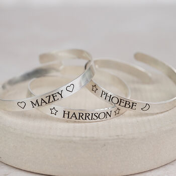 Sterling Silver Engraved Christening Bangle, 2 of 4
