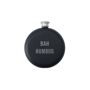 Christmas 'Bah Humbug' Black 6oz Hip Flask | Gift Boxed, 2 of 2