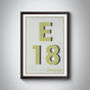 E18 Woodford London Typography Postcode Print, thumbnail 7 of 10