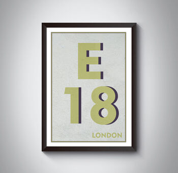 E18 Woodford London Typography Postcode Print, 7 of 10