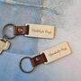 Personalised Daddy's Keys Leather And Wood Keyring, thumbnail 3 of 4
