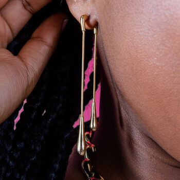Double Drop Earrings In Gold Plated, 2 of 4
