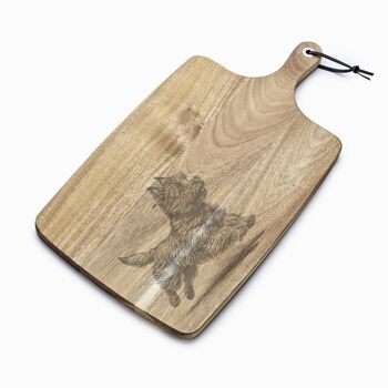 Personalised Cairn Terrier Engraved Acacia Serving Board, 3 of 8