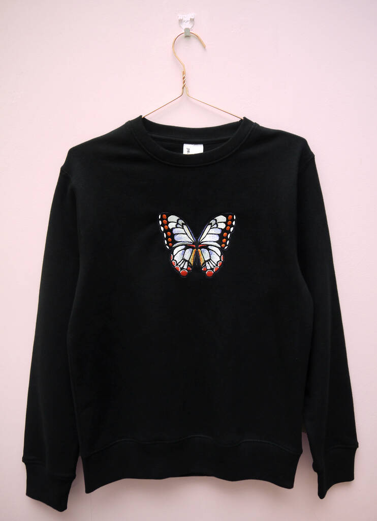 Oversized Black Embroidered Butterfly Jumper By Lint & Thread