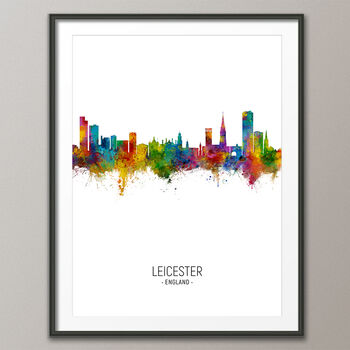 Leicester Skyline Portrait Print And Box Canvas, 3 of 5