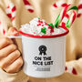 Personalised Enamel Nice List Christmas Mug, thumbnail 1 of 2