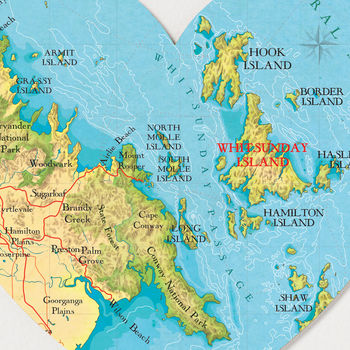 Whitsunday Islands Map Heart Print, 3 of 4