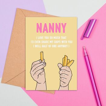 Large Size Chip Loving Nanny Card, 2 of 2