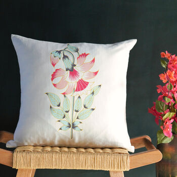Les Indes Ketki Floral Recycled Cotton Cushion Cover, 4 of 5