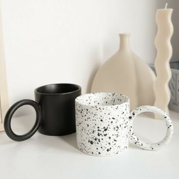 Klaudia Black White Speckle Round Handled Mug, 5 of 8