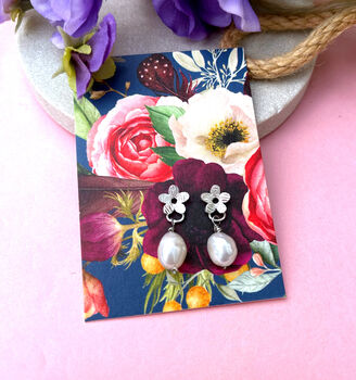 Sterling Silver Mini Flower And Pearl Earrings, 9 of 11