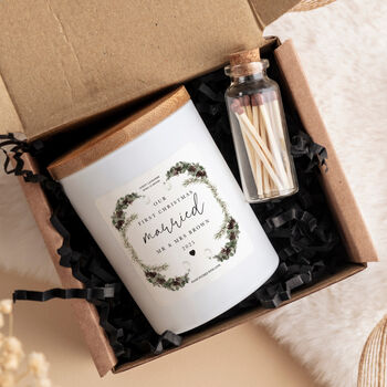 Personalised Our First Christmas Married Candle Gift, 2 of 6
