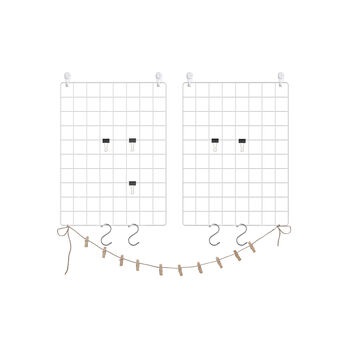 Set Of Two Wall Decor Grid Panels Photo Display Hooks, 2 of 12
