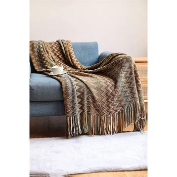 Bohemian Throw Blanket With Tassels Decorative Throw, 5 of 10