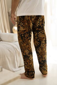 Men's Black Cotton Batik Trousers, 6 of 8