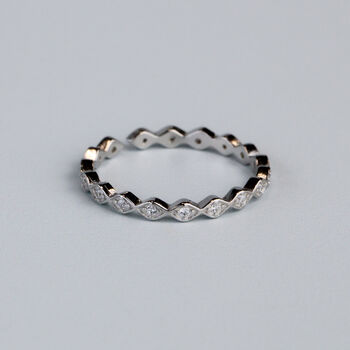 Sterling Silver Diamond Shape Band Adjustable Ring, 4 of 7