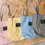 Black Checkered Pastel Cotton Large Tote Bags, thumbnail 8 of 9