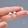 Sterling Silver Dainty Cloud And Natural Pearl Raindrop Stud Earrings, thumbnail 6 of 11