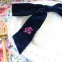 Intertwined Monogrammed Velvet Bow – Ribbon Embroidered With Two Initials, thumbnail 1 of 6