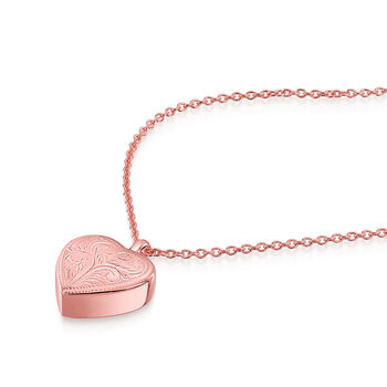 Scroll Heart Urn Necklace 18 K Rose Gold Plated Silver, 3 of 5