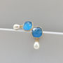 Azure Pearl Drop Earrings, thumbnail 4 of 6