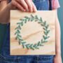Personalised Embroidered Floral Wreath Wood Art, thumbnail 4 of 6