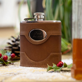 Personalised Leather Hip Flask, 2 of 12