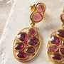 Red Garnet Statement Drop Stud Gold Silver Earrings, thumbnail 7 of 9