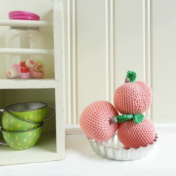 Crocheted Peach Fruit Play Food, 5 of 5